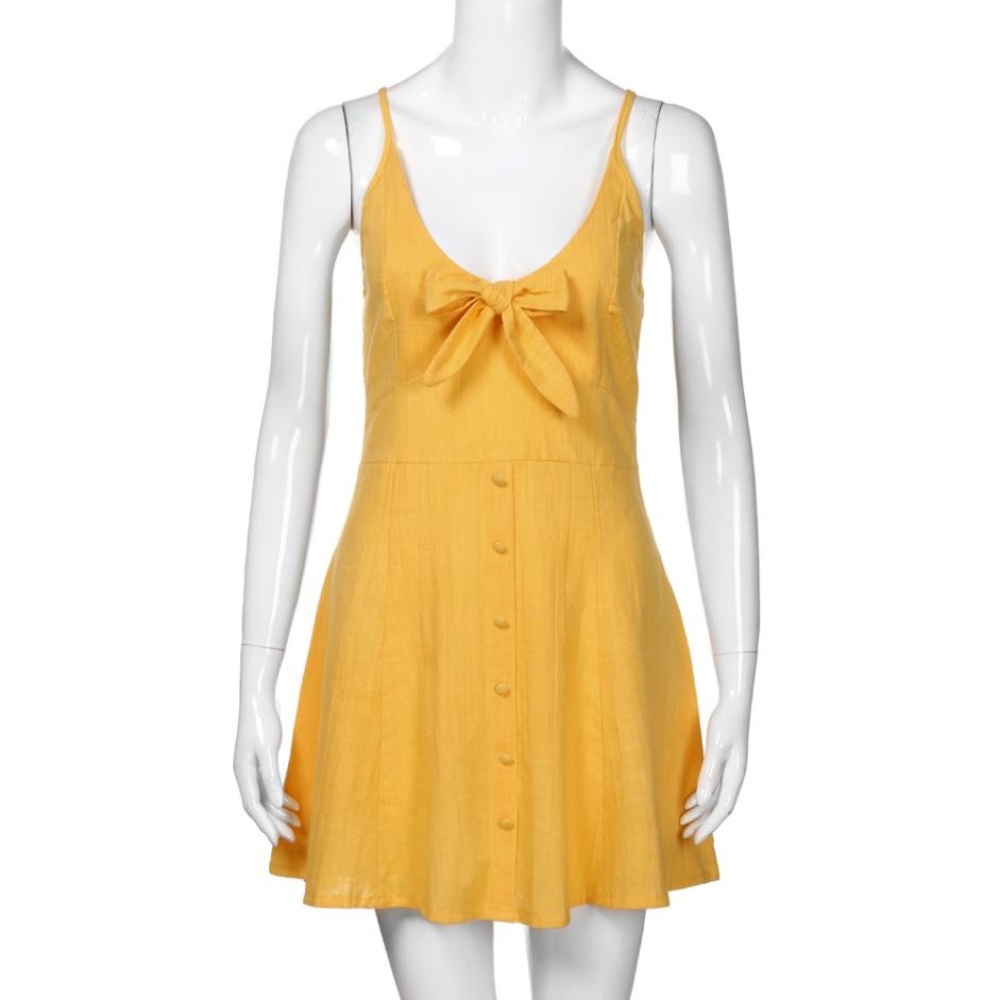 'Gracie' Button Bow A-Line Mini Dress - Picture 6 of 8